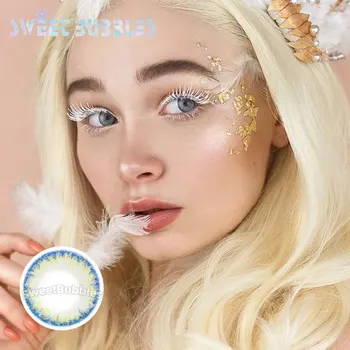 

SweetBubbles Pro Series Natural Color Prescription Contact Lenses with Degree Power Myopia Blue India Caramel Khaki Eye Lens