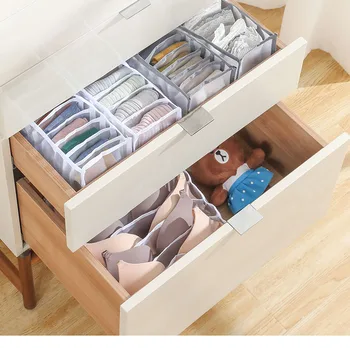 

Dormitory Closet Organizer for Socks Home Separated Underwear Storage Box 6/7/11 Grids Bra Organizer Foldable Drawer Organizer