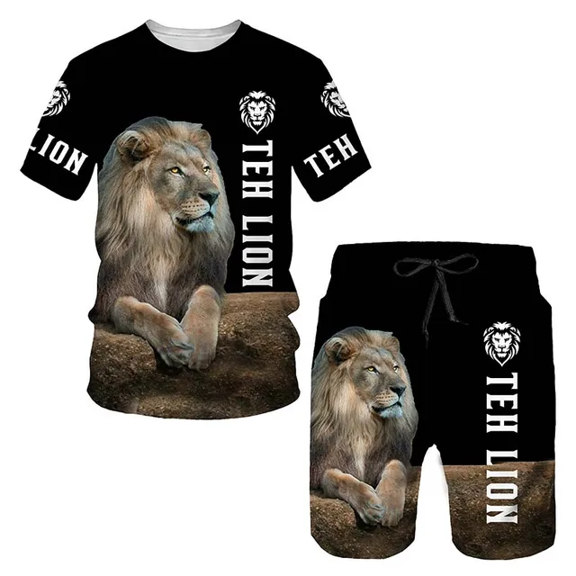 Summer 3D Printed Men's T-shirt Shorts Set Ferocious Lion Men's Sportswear Tracksuit O Neck Short Sleeve Cool Men's Clothing Su 11