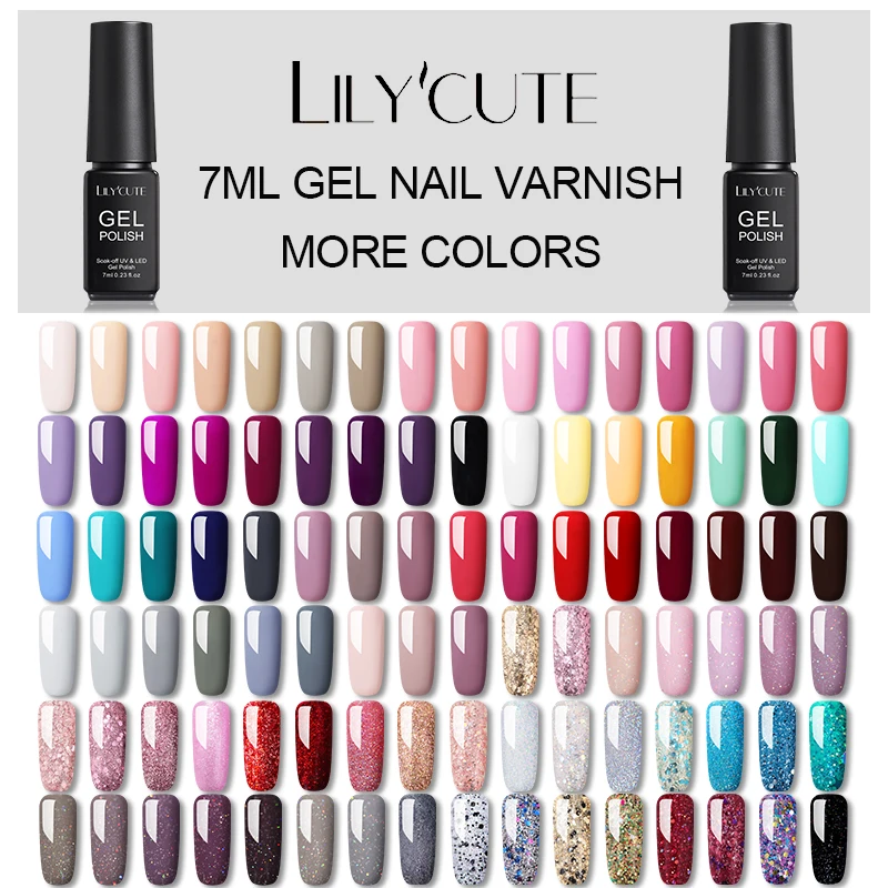 LILYCUTE 7 мл набор гель лаков УФ Гель лак для ногтей полупостоянная основа верхнее