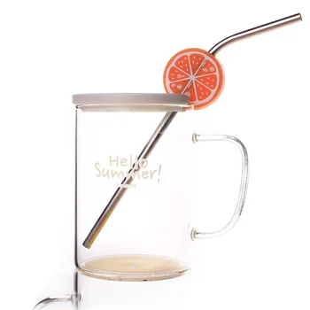 

Creative Domestic Adorable Glass With Straw Transparent With Lid Office Glass Cute Glass Cup Water Cup Milk Glass Cup