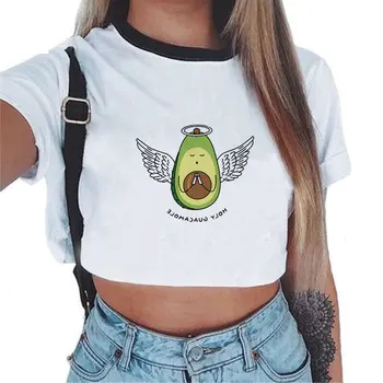 

2020 Women Graphic T Shirts Fashion T-shirts Polyester Funny Print Avocado Frog Tees Short Sleeve Tshirts Girls Gift Tops