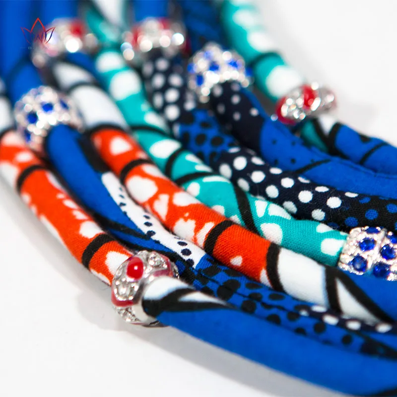 Hot Sale African Style Multi Stands Transparent Bead Rope Statement Necklace for Best Christmas Gift WYA064