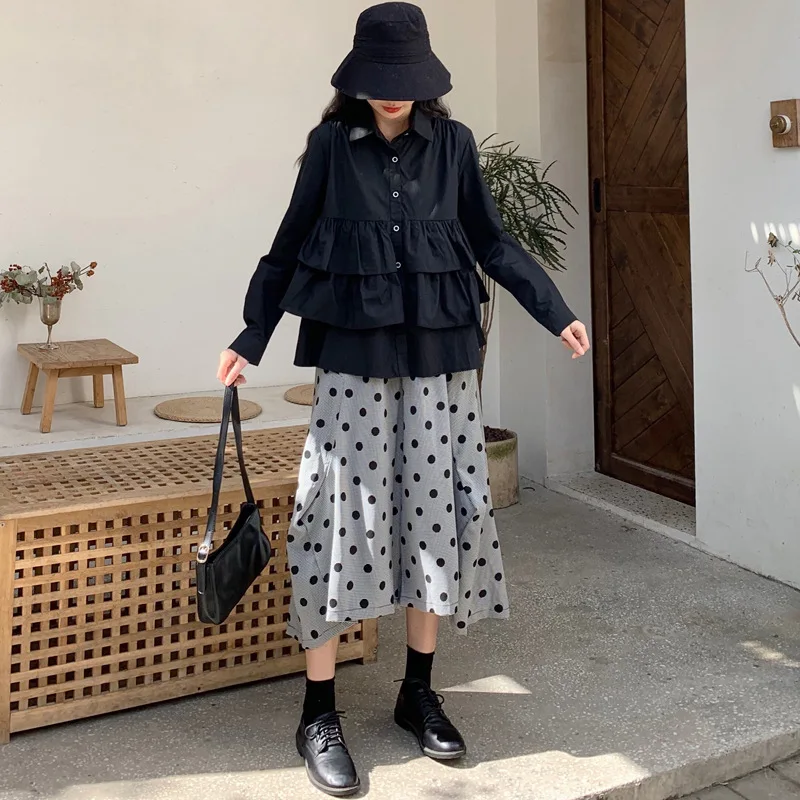 

2020 Spring Clothing New Style Large Size Dress Fat Mm-Style Cake Shirt + Loose Pants Slimming Two-Piece Set 200