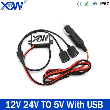 

XWST 12V 24V to 5V 3A DC DC Step Down Converter 15W Type-C Micro USB Buck Power Supply Charger for Mobile Phone Charging in Car