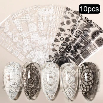 

Black White Nail Foil Stickers Mix Butterfly Flower Transfer Foil Nails Decal Sliders For Nail Art Decoration Designs