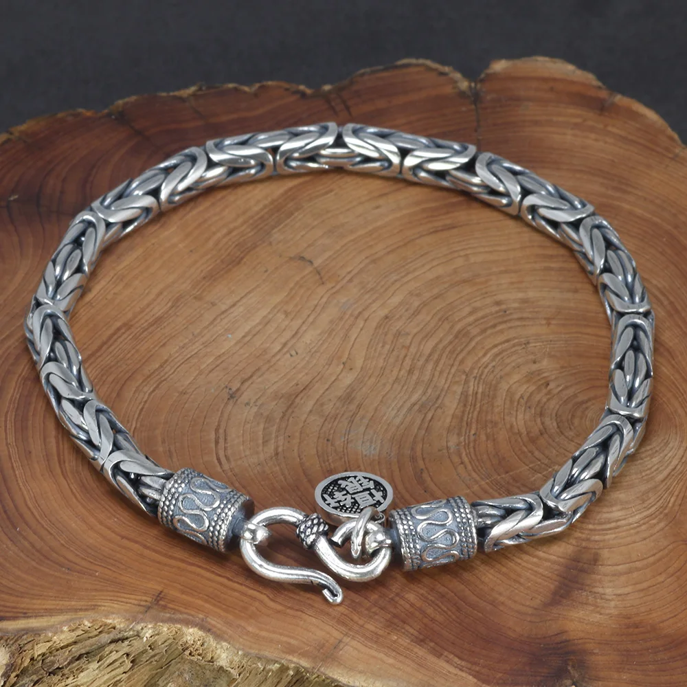 Bracelet Bracelet En Argent Sterling 925 Pour Pièce De Monnaie Ronde Pour  Femmes, Hommes, Chaîne Épaisse, Bracelet En Argent Thaïlandais, Cadeaux