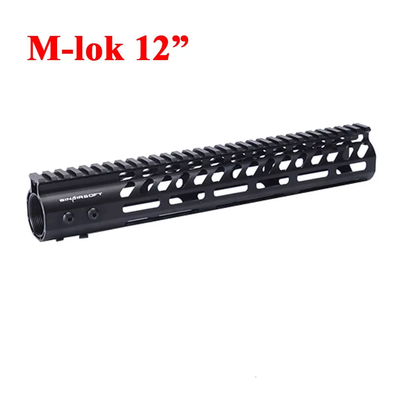 5,56 M-Lok поплавок ультра тонкая рельсовая система Handguard монолитная легкая с бочковой гайкой для страйкбола AEG GBB AR15 - Цвет: Серый