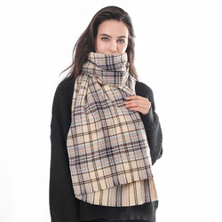 Striped Plaid Warm Scarf Imitation Cashmere Shawl  2021 Autumn Winter New Women's Scarf