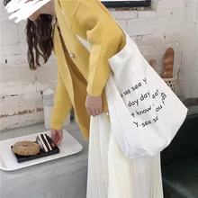 Модная женская Повседневная Холщовая Сумка из овечьей шерсти, многоразовая сумка для покупок, Высококачественная сумка на плечо с буквенным принтом, сумка для продуктов