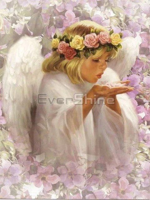 Evershine 5D DIY Diamond Painting Angel Cross Stitch Kit Diamond Embroidery Portrait Mosaic Rhinestones Art Home Decor 