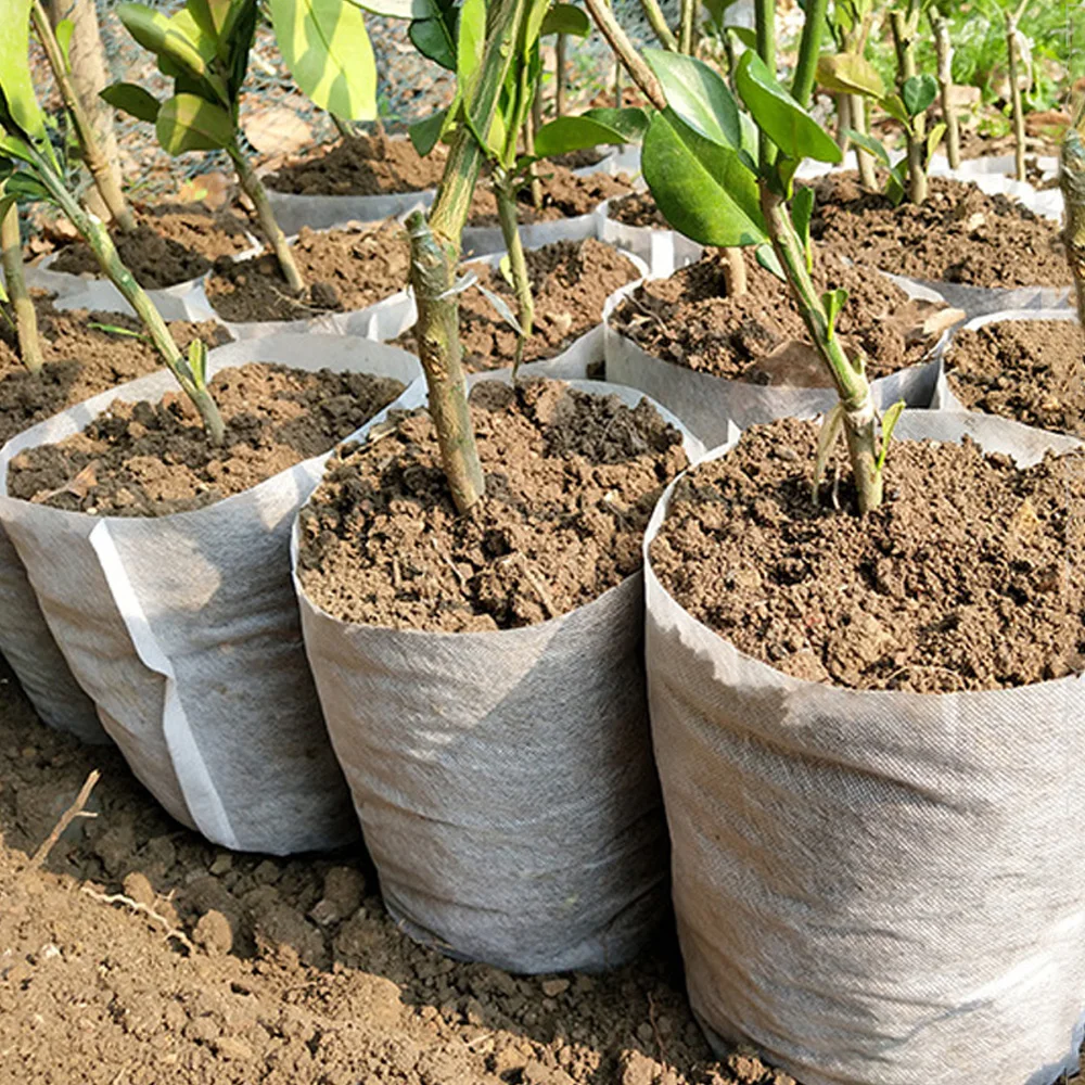 100 db-os faiskolai termesztőzsák, biológiailag lebomló, nem szőtt növénytermesztő zsák, palántacserepek, környezetbarát termesztőzsák_voghion.com