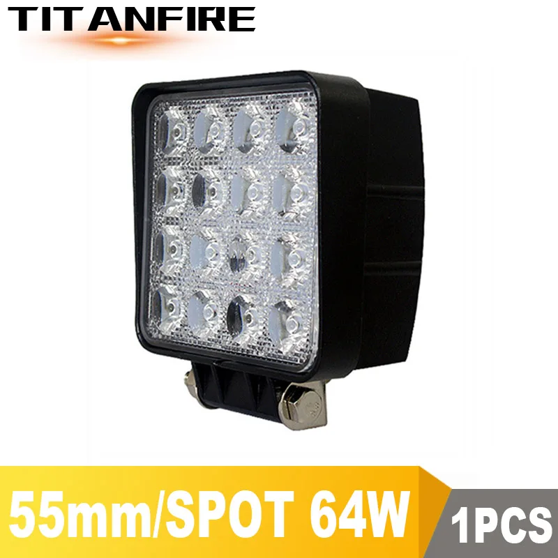 TF30 4x4 Светодиодный точечный/наводняющий рабочий светильник 9-30 в для автомобиля 48 Вт 6000лм 64 Вт 8000лм внедорожный светодиодный светильник для внедорожника, внедорожника, автомобиля 12 в 24 в 6000K - Цвет: 64W 1Piece Spot