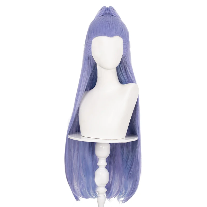 

Game KDA Baddest Evelynn Cosplay Wigs LOL KDA Long Blue Purple Hair with Clip Ponytail Heat Resistant Synthetic Hair