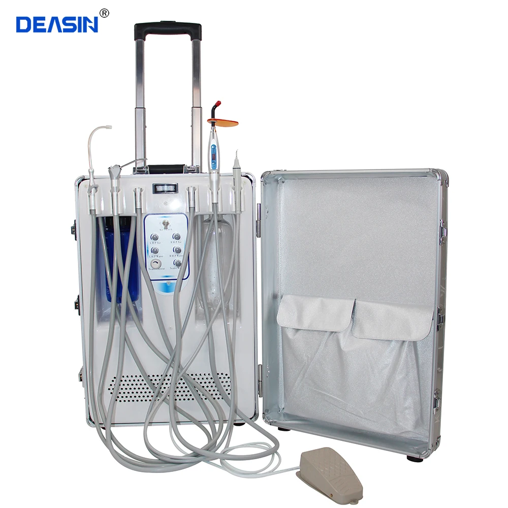 DEASIN Design Portable Dental Unit with Built in Ultrasonic Scaler & Oiless Air Compressor Motor for Dental Hospital, Clinics