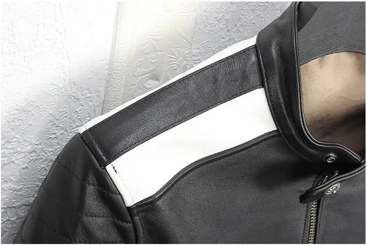 Черная Мужская облегающая Байкерская кожаная куртка размера плюс XXXL из натуральной воловьей кожи, осенняя короткая мотоциклетная кожаная куртка в американском стиле