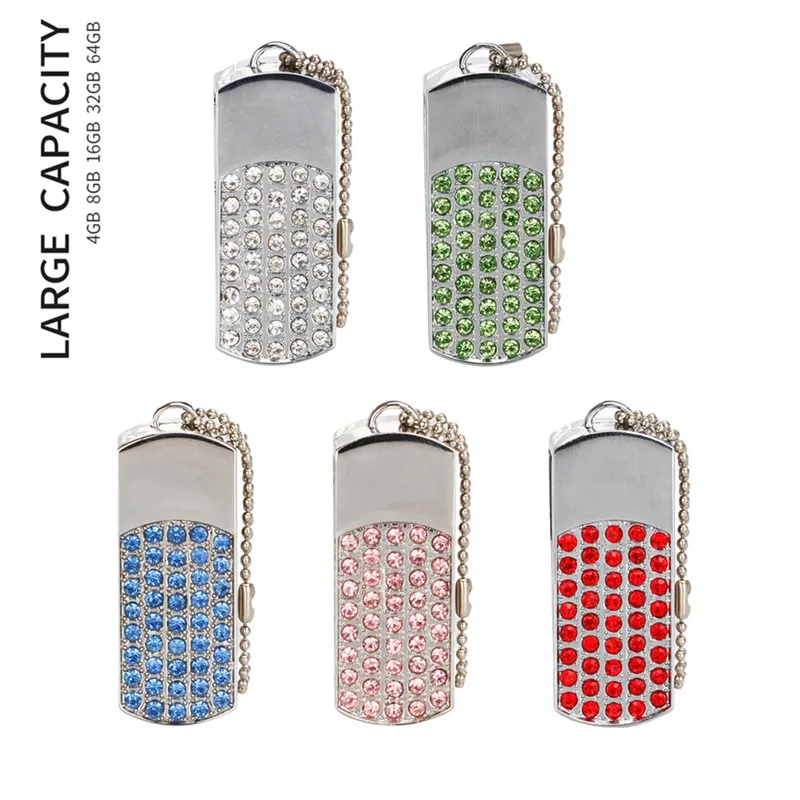 

Usb Memory Flash 128GB 4GB Keychain Crystal Gift Girl USB Flash Drive 32GB Metal Pendrive 16GB USB Stick 64GB Pen Drive 8GB