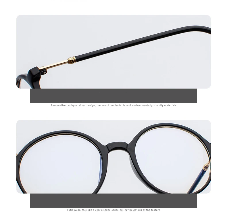 Retro vintage Woman Round blue light glasses women Fashion Transparent Oversized computer glasses Black Frame eyeglasses