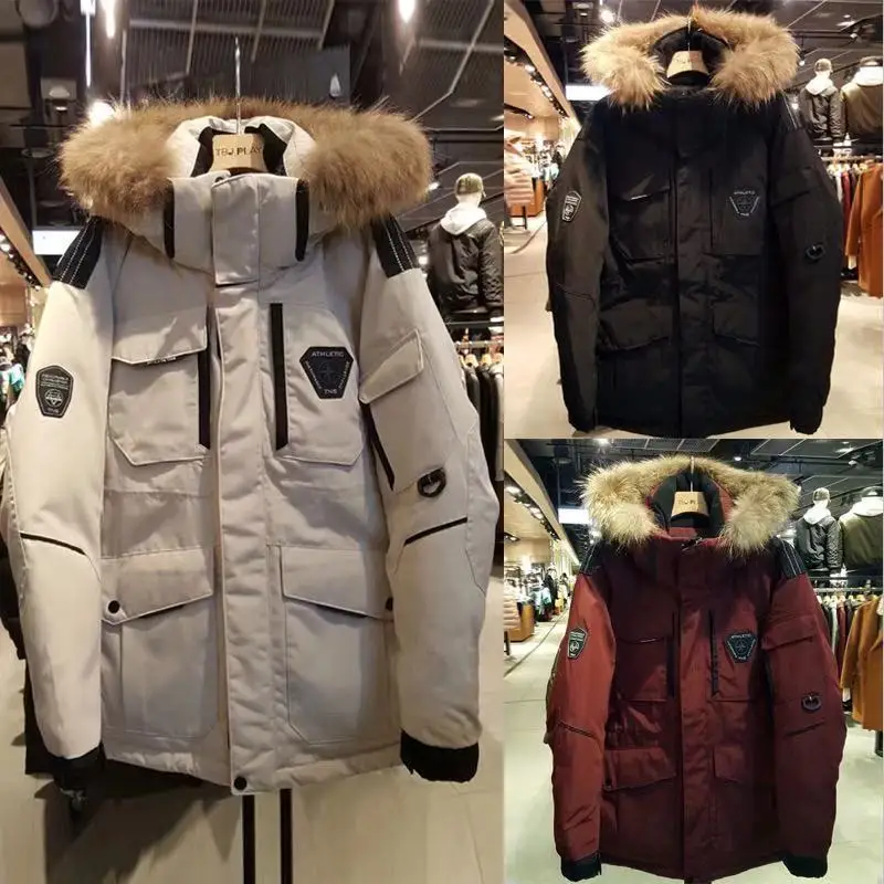 2021 New arrivel Men's Thicken Down Jacket With Big Real Fur Collar Warm Men's Down Jacket With Big Real Fur Collar Warm  Hooded