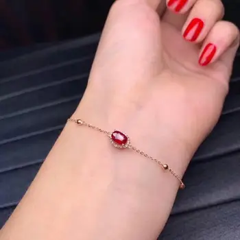 شراءShilovem 18k ارتفع الذهب الحقيقي الطبيعي روبي أساور الأحجار الكريمة مصنع النساء أيا قلادة غرامة جديد هدية الكريسماس 4*6 مللي متر Dl0406111h
