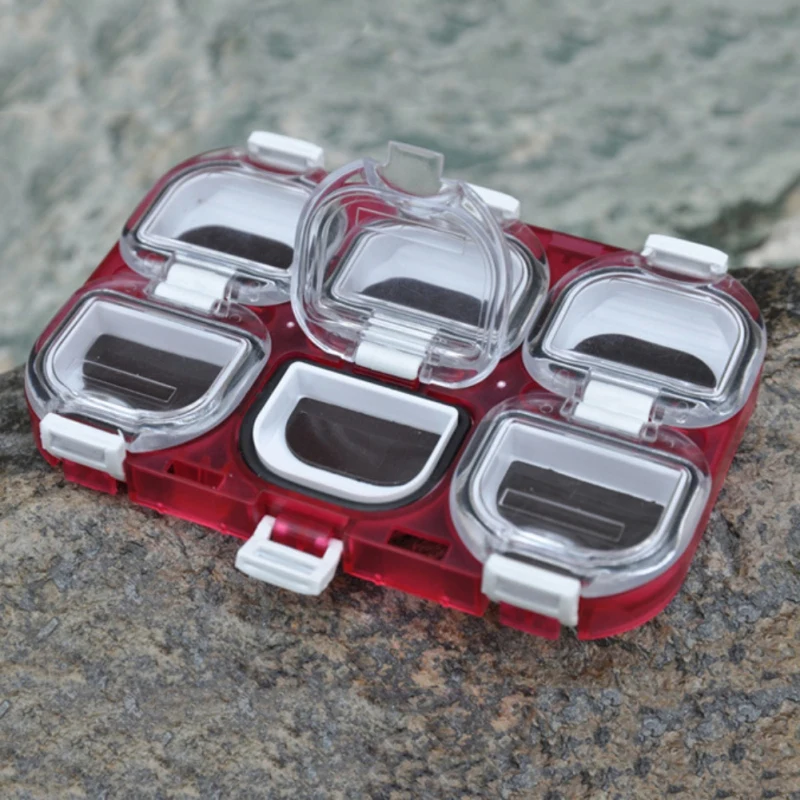 

1 Pcs Mini Waterproof Fishing Accessories Box 6 Grid Fishing Hook Storage Box With Magnetic Fishing Box