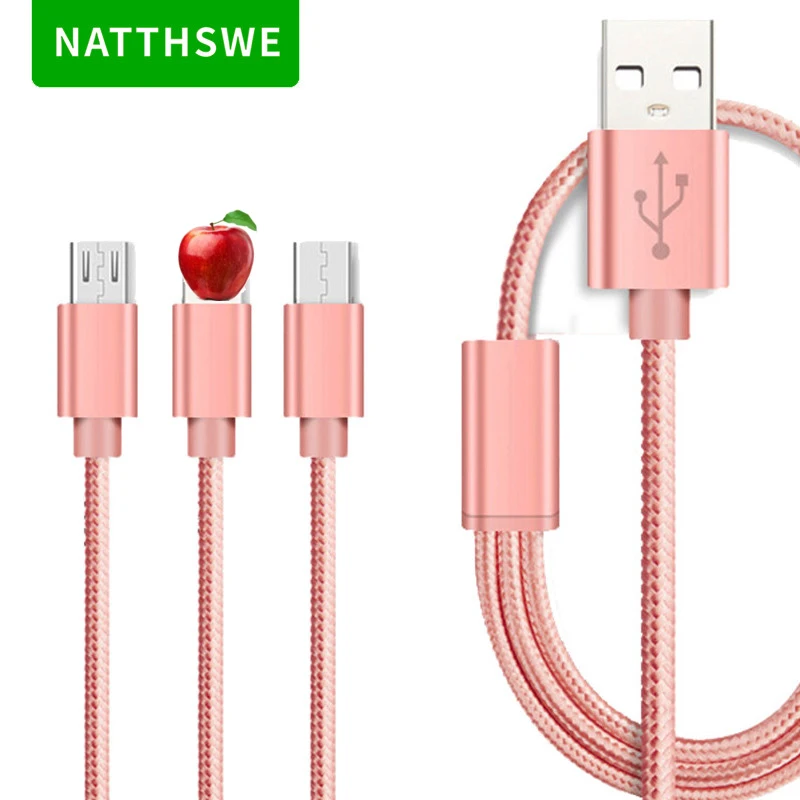 NATTHSWE 3 в 1 кабель для передачи данных Micro usb type-C кабель для быстрой зарядки для iPhone X 8 7 6 iPad samsung Android Phone - Цвет: Rose Gold