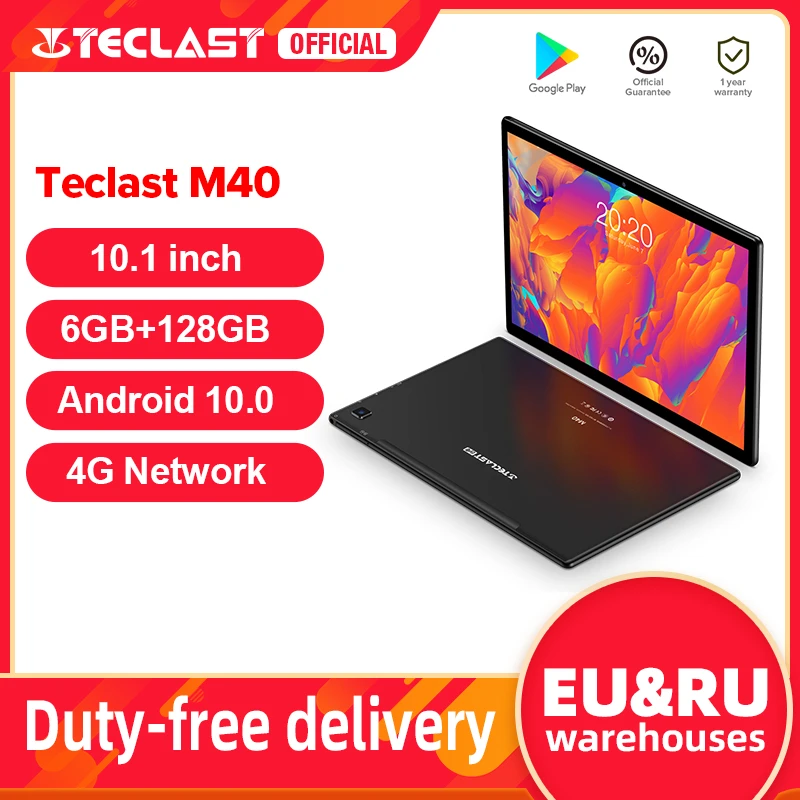 Teclast M40 10.1'' Android 10 Tablet 6GB RAM 128GB ROM UNISOC T618 Octa Core 4G Network Tablets PC 1920x1200 Dual Wifi Type-C most famous tablet