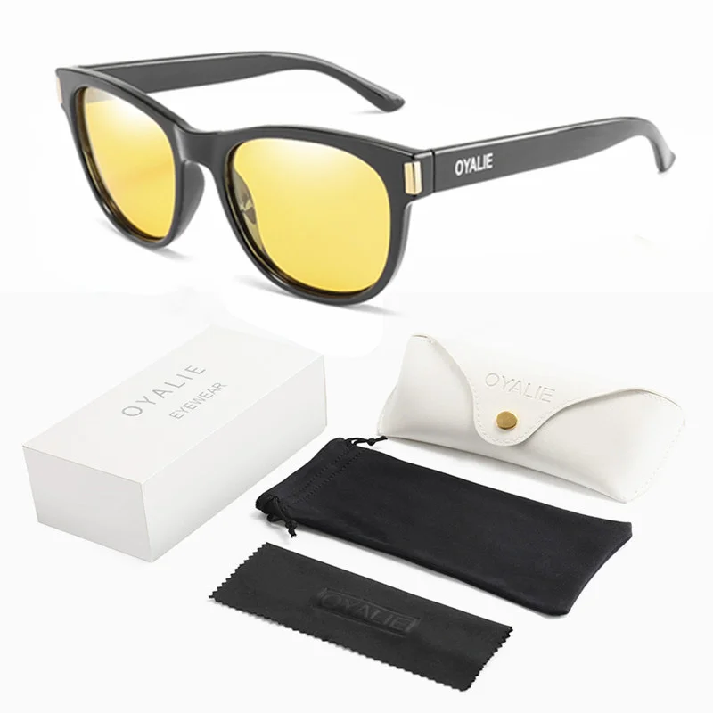 Очки для водителей ночного видения, очки для вождения в ночное время, очки, защитные Винтажные Солнцезащитные очки, аксессуары UV400, Подарочный чехол - Цвет линз: 1050 Yellow-WhiteBox
