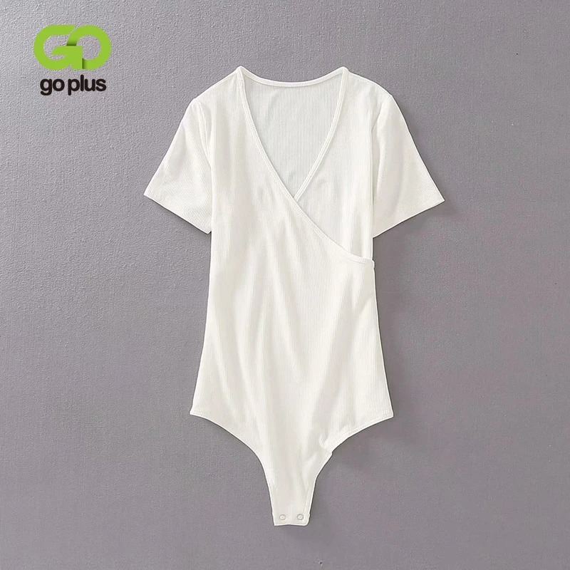 GOPLUS Bodysuit Women Clothes Sexy Bodysuits Deep V-Neck Black White Jumpsuit Body Femme Mono Mujer Donna Scollo Profondo C9701 | Женская