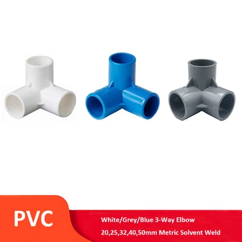 

PVC 3-Way Elbow 20mm,25mm,32mm,40mm,50mm Metric Solvent Weld Pressure Pipe Fitting Pipe Connector Aquarium Pond Pool Garden DIY