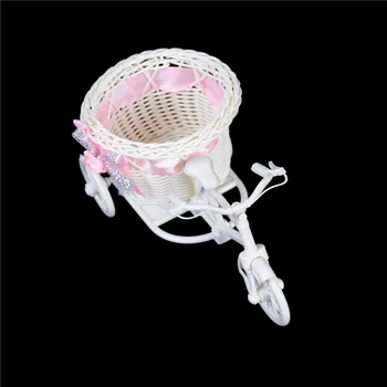 

New 1Pc Pot Rattan Bicycle Storage Basket Float Vase Plant Stand Holder Tricycle Bike Design Organizer Flower Basket