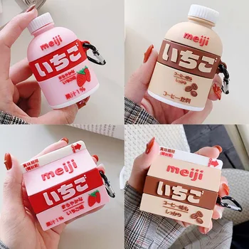 

3D Earphone Cases For AirPods Case Cute Strawberry Milk Case Modeling For Apple Airpods Pro Protect Cover For Earpods Case