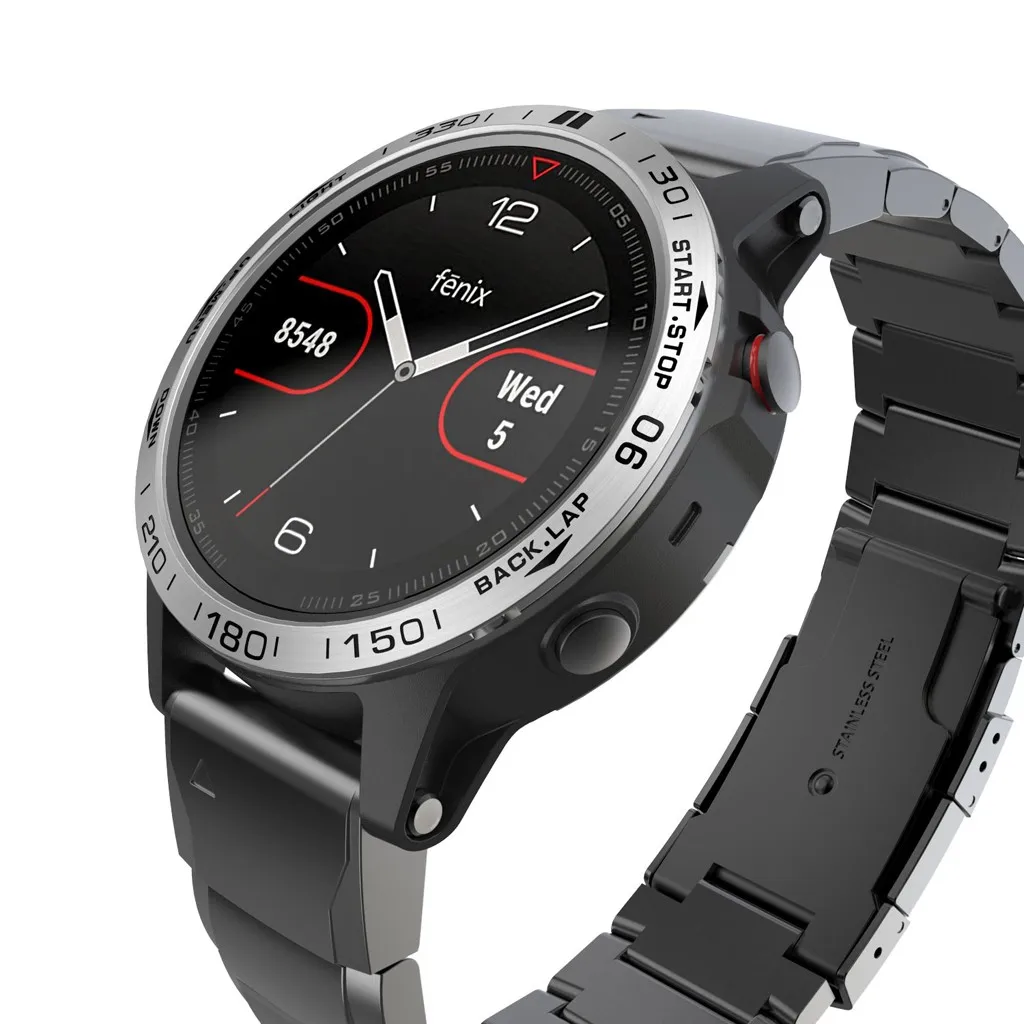 Аксессуары для часов Ouhaobin, кольцо с ободком из нержавеющей стали для Garmin Fenix 5/5 Plus, клейкий чехол для часов с защитой от царапин 1206#2