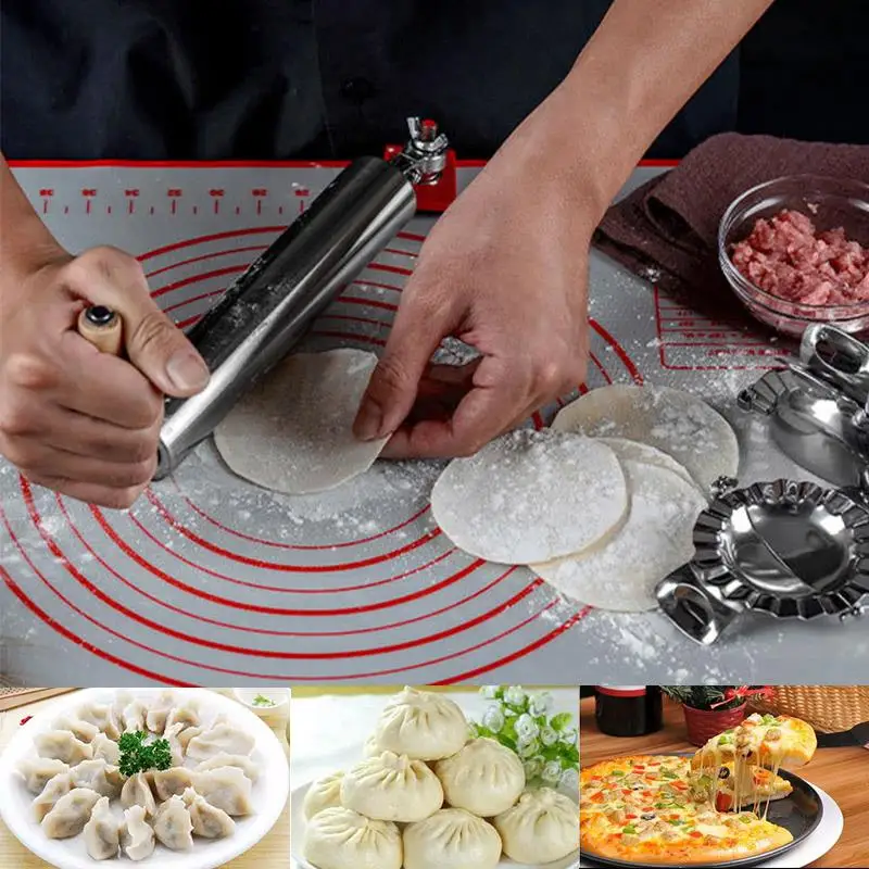 

Easy Dough Roller Pin, Labor Saving One-Handed Stainless Steel Kitchen Gadgets, Noodles, Rotating Roller