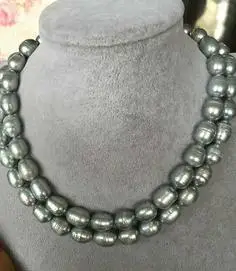 

Wholesale double strands 11-13mm SOUTH SEA BAROQUE GREY PEARL NECKLACE 18 INCH 19 INCH 14K GOLD CLASP