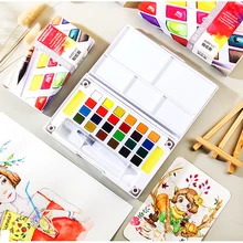 12/18/24/36 Цвета Портативный путешествия твердый пигмент воды Цвет набор красок с Кисть Акварельная ручка для художественные принадлежности