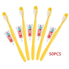 50 шт. Новинка Горячая одноразовая зубная паста набор зубных щеток отель ванная одноразовые принадлежности зубная щетка зубная паста дорожные инструменты