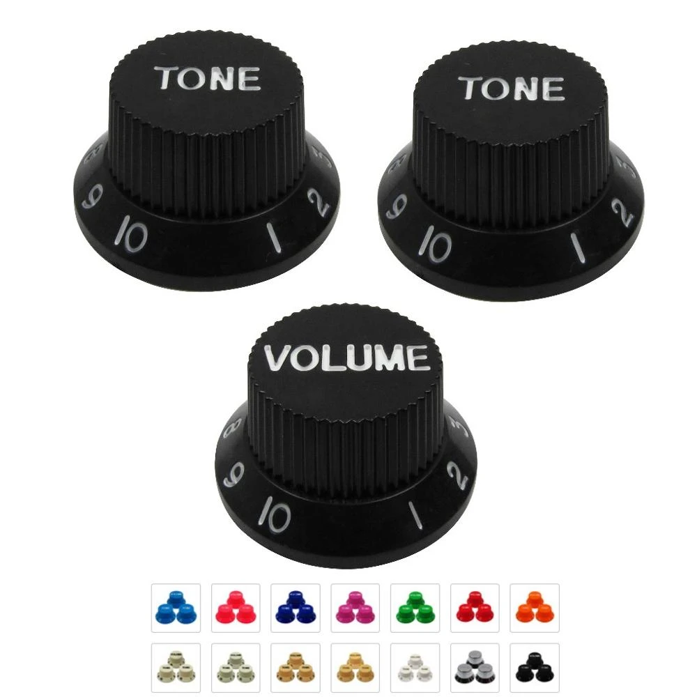NEW Plastic 2T1V Top Hat Electric Guitar Knobs Volume Tone Control Knobs Caps Buttons Fit ST