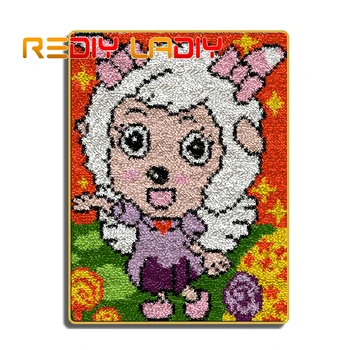 

Latch Hook Rug Kits Crocheting Carpet Rug Sheep Girl Acrylic Yarn Pre-Printed Canvas Cushion Mat Crochet Tapestry Hobby & Crafts