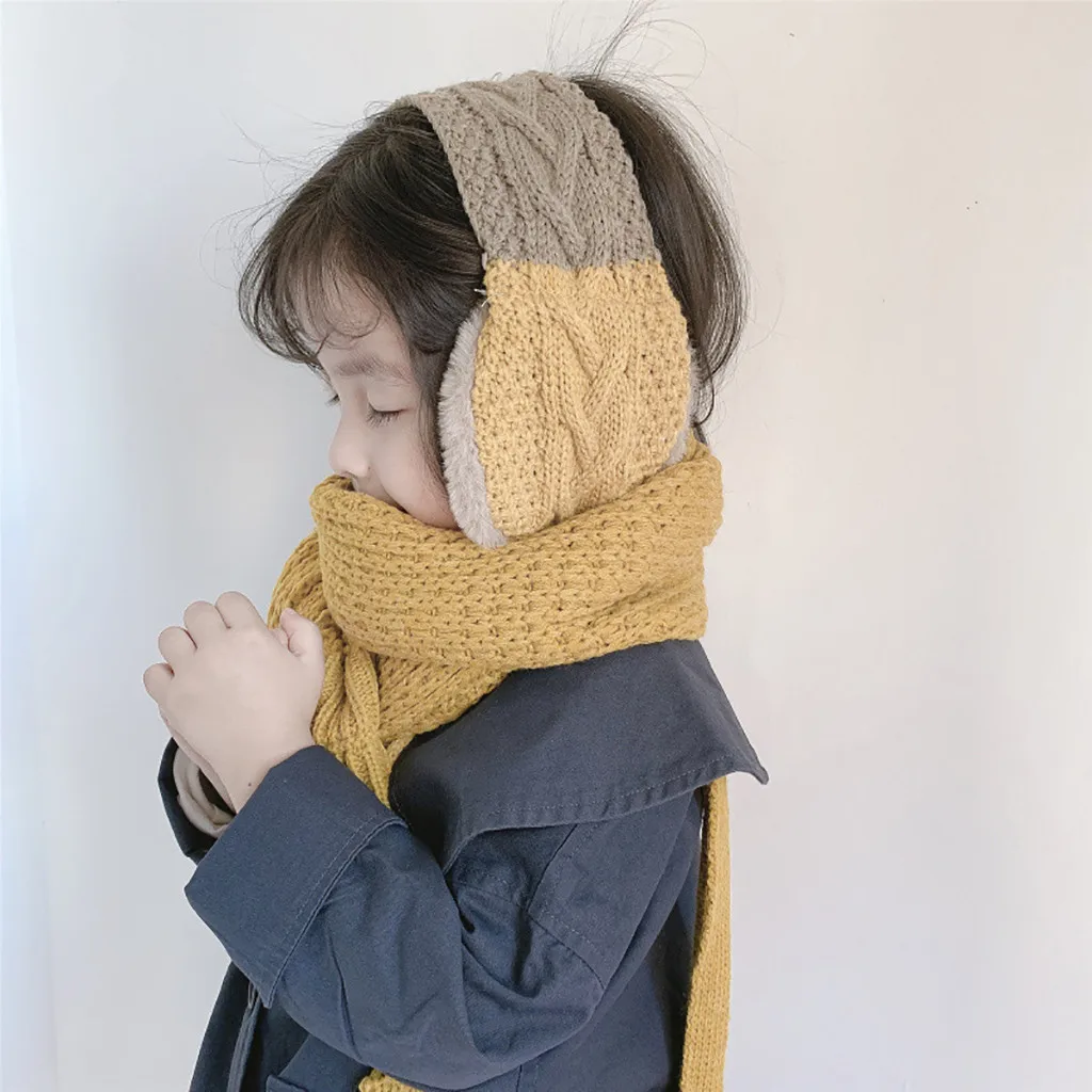 Детские 2 в 1 шарф зимние наушники Осенние теплые плюшевые наушники милые INS Мода# p2