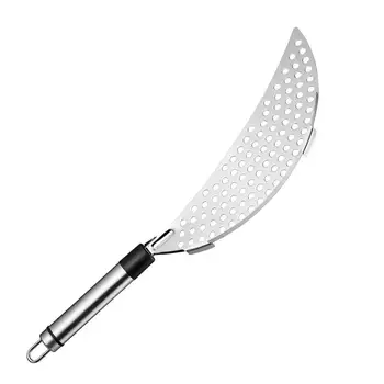 

OUNONA Stainless Steel Strainer Pot Crescent Pan Strainer Spaghetti Pasta Fry Drainer Handheld Kitchen Utensil