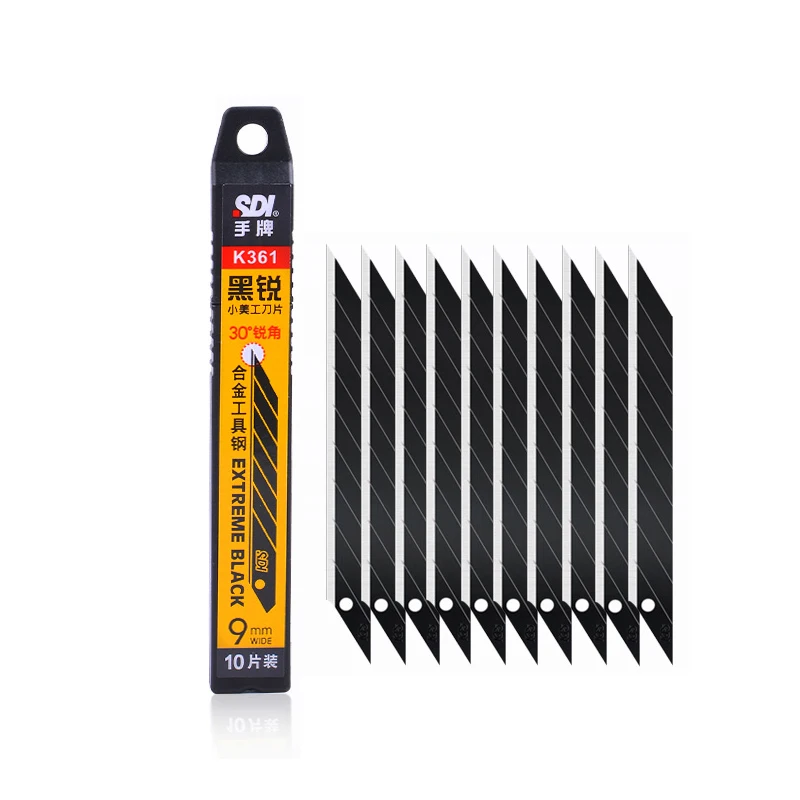 Utility Knife Blades 10pcs all black blade 30 degree acute angle paper cutting film engraving 75*9*0.4mm