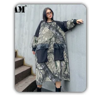 [EAM] Women Black Pattern Printed Long Spaghetti Strap Dress New Sleeveless Loose Fit Fashion Tide Spring Summer 2020 1DA358