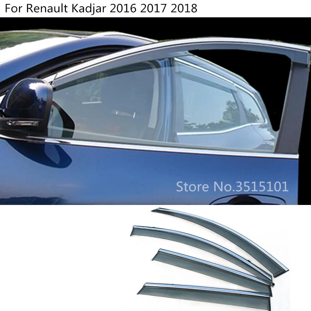 Car Cover Plastic Window Glass Wind Visor Rain/Sun Guard Vent Frame Lamp 4pcs For Renault Kadjar