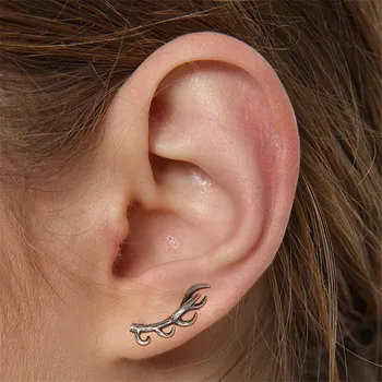 

925 Sterling Silver Deer Horn Clip Earrings Jewelry Female Fashion Accessories Women's Earrings One Piece Wholesale Price