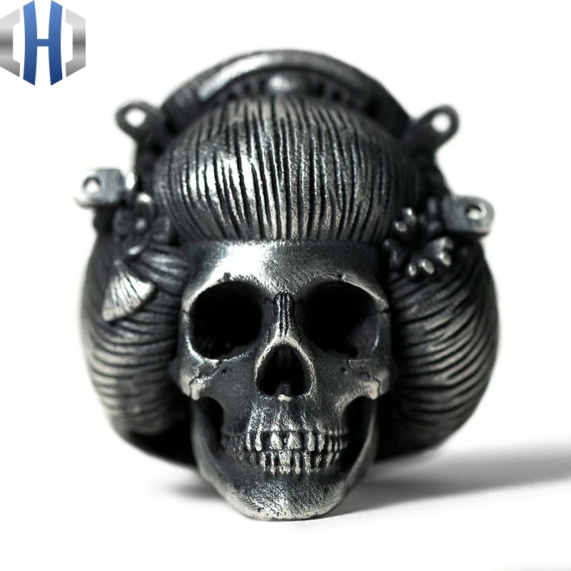 

Original Design Handmade Silver Geisha Ring Wild skull Ring 925 Silver Ring