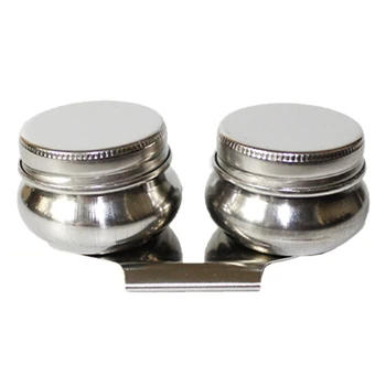 

Art Supplies Easy Clean Single Double Hole Painting Oil Pot School Student Dipper Drum Shape Palette Tools Stainless Steel