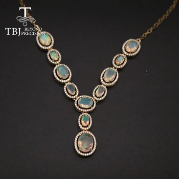 شراءقلادة للحفلات مع عقيق أثيوبيا طبيعي الأحجار الكريمة 10ct حتى غرامة مجوهرات 925 فضة للنساء زوجة هدية لطيفة