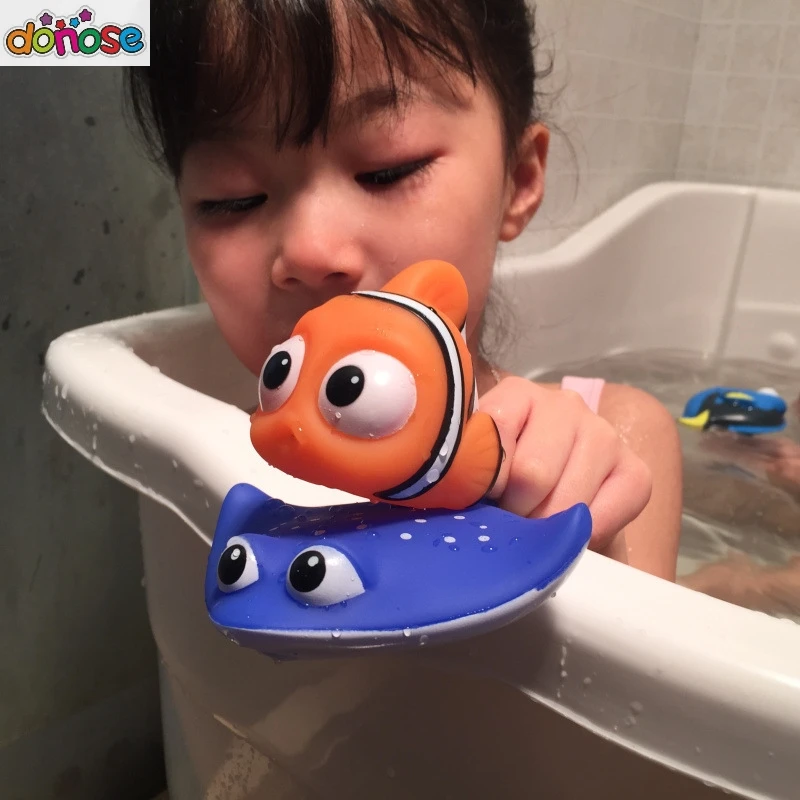 Animal Baby Bath Toys Float Squeeze Sound Dabbling Toys Wind Up Bath Toys Turtle Fish Clockwork Chain Swimming Water Toy