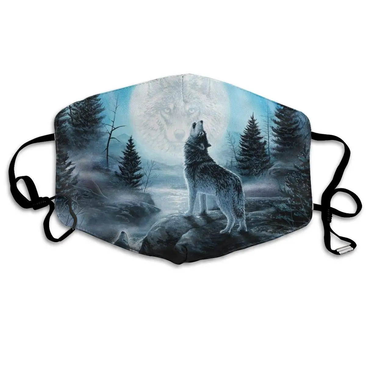 

Howling Wolf Unisex Mask Indoor Outdoor Cycling Camping Travel Windproof Sun Anti Dust Mask Mouth with Adjustable Ear Loops